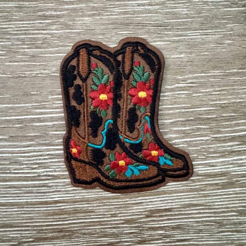 On A Whim Hats Floral Cowboy Boots Iron-On Patch