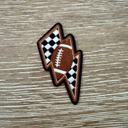 On A Whim Hats Football Checkered Flag Bolt Iron-On Patch