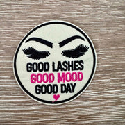 On A Whim Hats Good Lashes Good Mood Iron-On Patch
