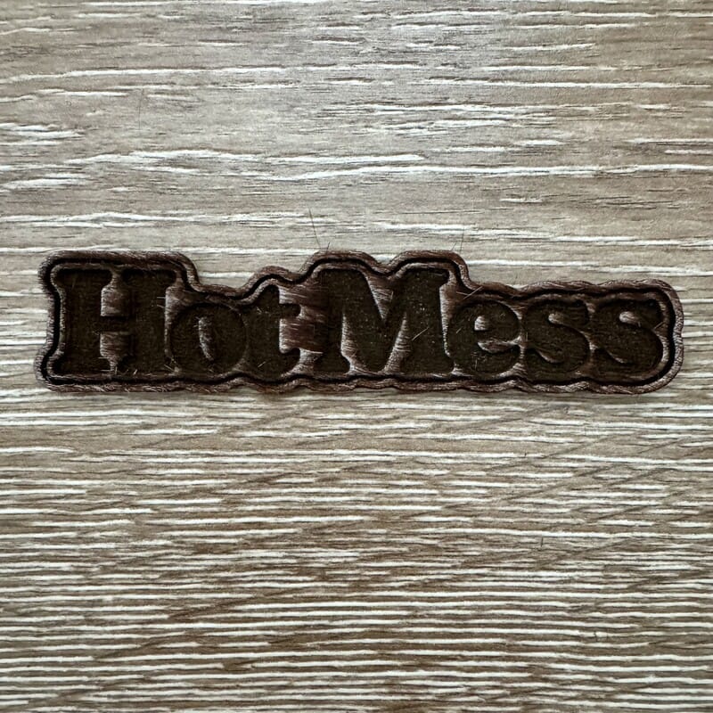 On A Whim Hats Hot Mess Wood-Tone Iron-On Patch