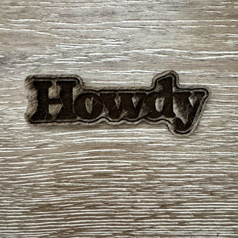On A Whim Hats Howdy Wood-Tone Iron-On Patch