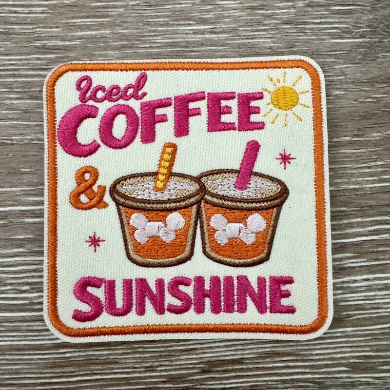 On A Whim Hats Iced Coffee and Sunshine Dog Mom Iron-On Patch