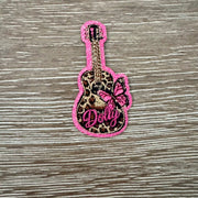 On A Whim Hats Leopard Print Guitar & Butterfly Iron-On Patch