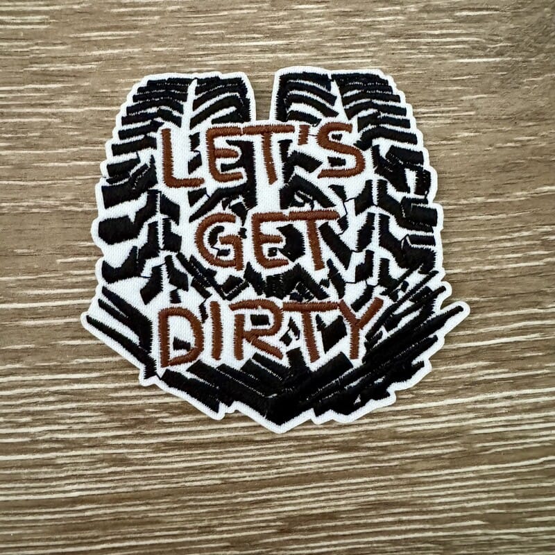 On A Whim Hats Let's Get Dirty Tire Tread Iron-On Patch