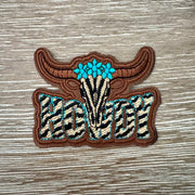 On A Whim Hats Longhorn Skull Howdy Iron-On Patch