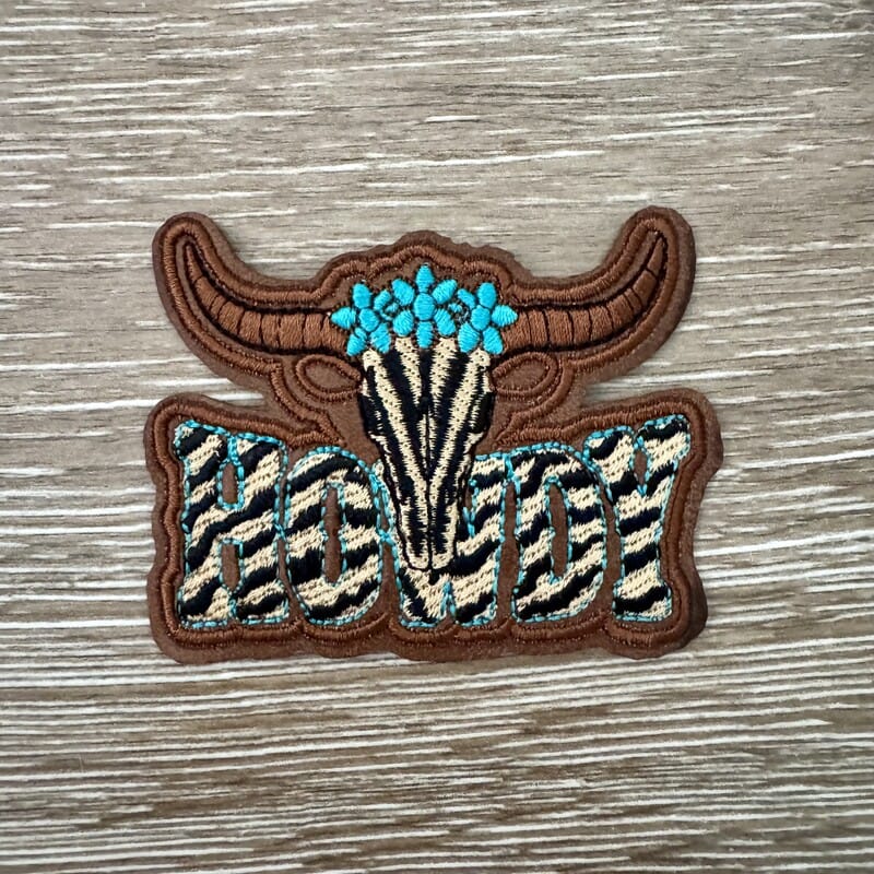 On A Whim Hats Longhorn Skull Howdy Iron-On Patch
