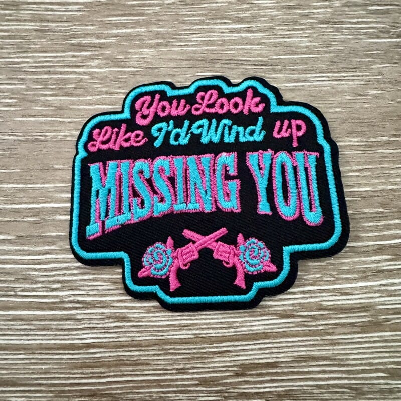 On A Whim Hats Missing You Western Pistols Iron-On Patch