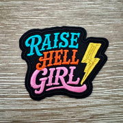 On A Whim Hats Raise Hell Girl Iron-On Patch