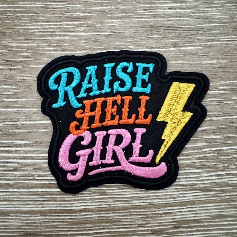 On A Whim Hats Raise Hell Girl Iron-On Patch