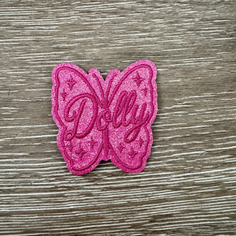 On A Whim Hats Sparkle Butterfly Name Iron-On Patch