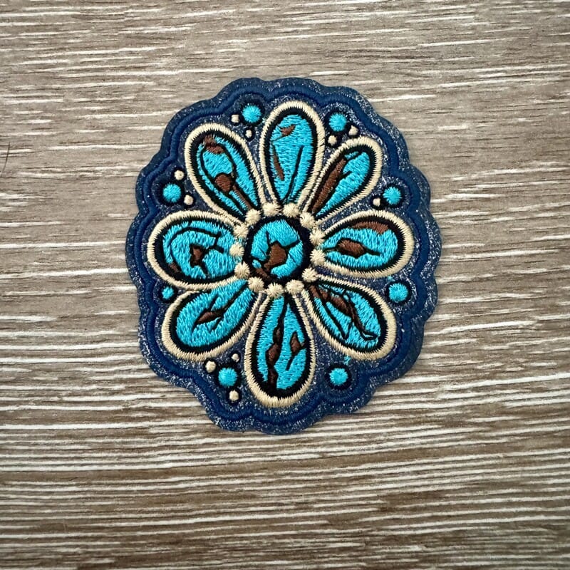 On A Whim Hats Teal Mandala Flower Iron-On Patch