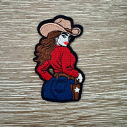 On A Whim Hats Western Cowgirl Pin-Up Iron-On Patch