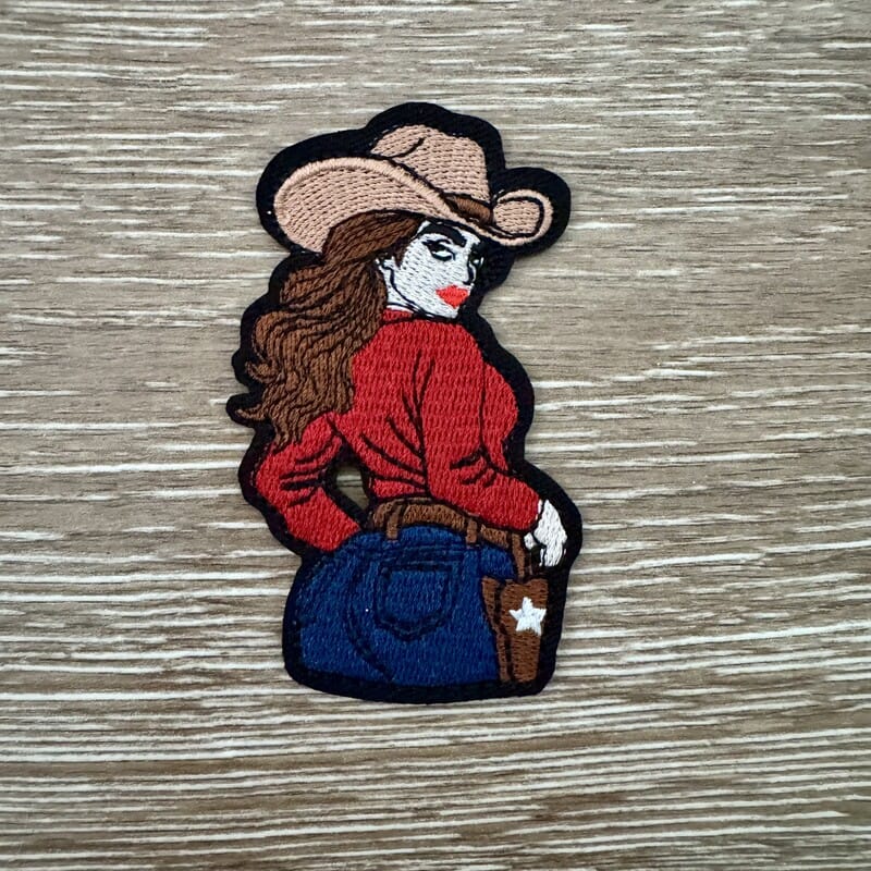 On A Whim Hats Western Cowgirl Pin-Up Iron-On Patch