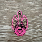 On A Whim Hats Winged Guitar Iron-On Patch
