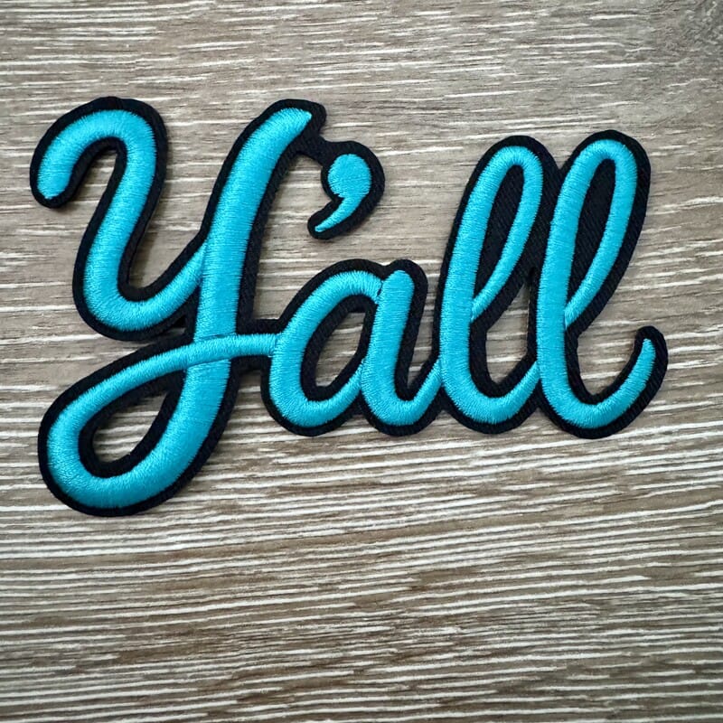On A Whim Hats Y'all Script Iron-On Patch