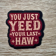 On A Whim Hats Yeehaw Western Saying Iron-On Patch