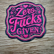On A Whim Hats Zero F's Given Sassy Iron-On Patch