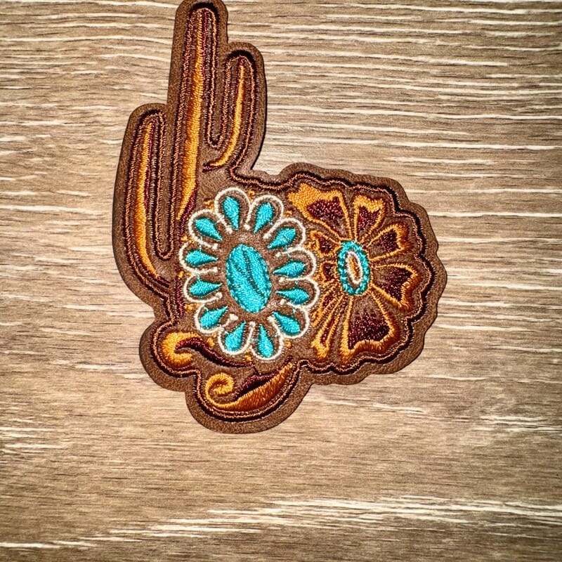 On A Whim Hats Desert Cactus & Concho Iron-On Patch