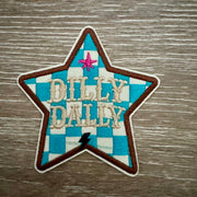 On A Whim Hats Dilly Dally Checkered Star Iron-On Patch