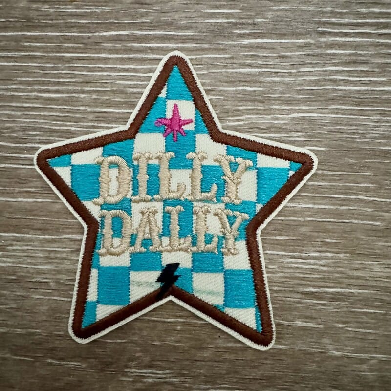 On A Whim Hats Dilly Dally Checkered Star Iron-On Patch