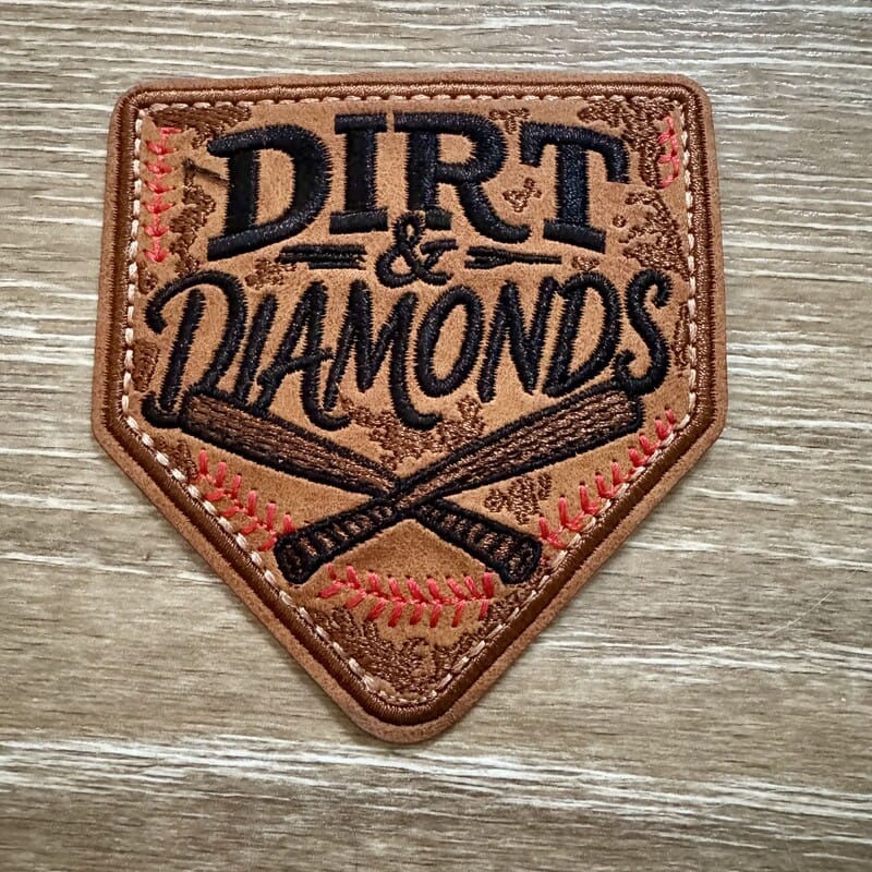 On A Whim Hats Dirt & Diamonds Tooled Leather Iron-On Patch