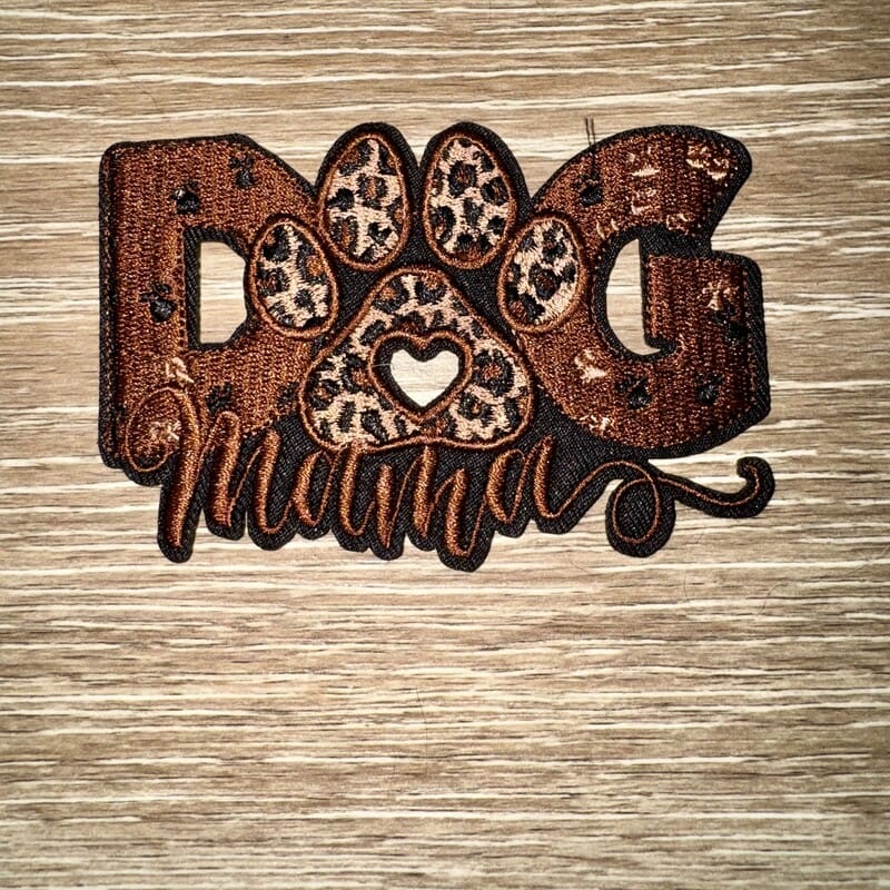 On A Whim Hats Dog Mama Copper Glitter Iron-On Patch