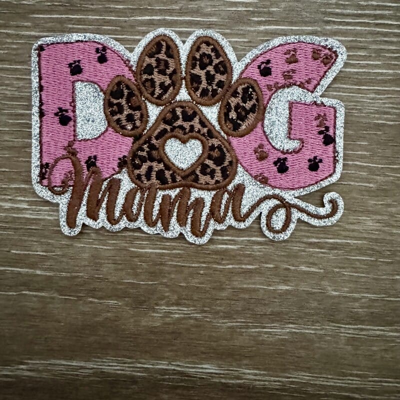 On A Whim Hats Dog Mama Leopard Iron-On Patch