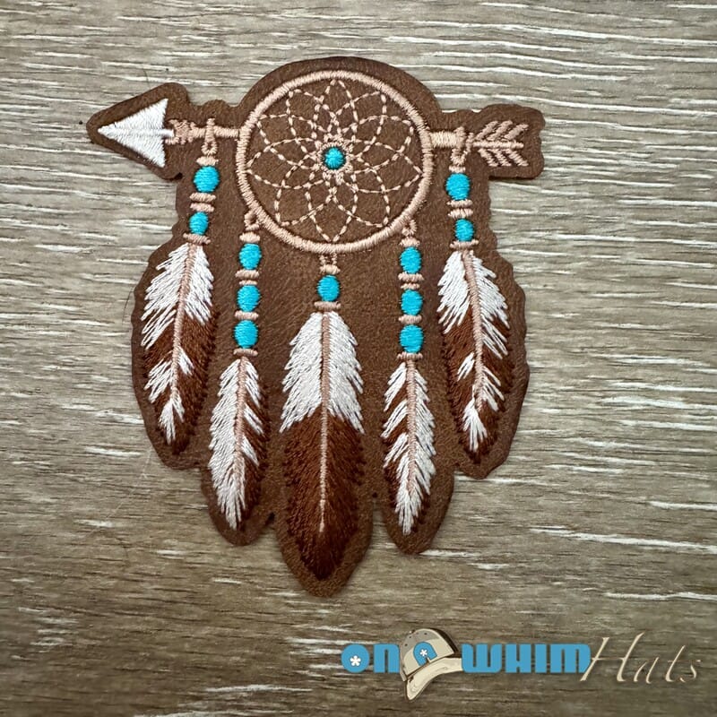 On A Whim Hats Dreamcatcher Arrow Iron-On Leather Patch