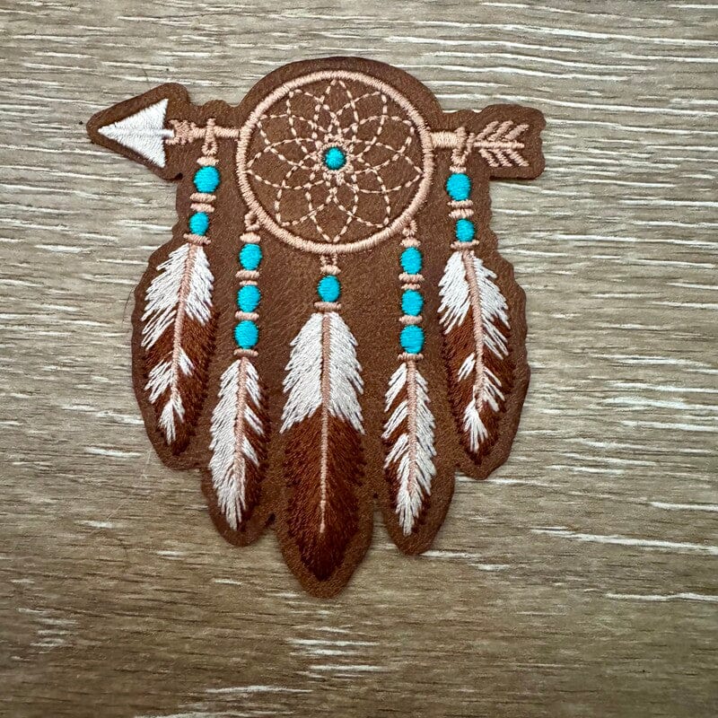 On A Whim Hats Dreamcatcher Arrow Iron-On Leather Patch