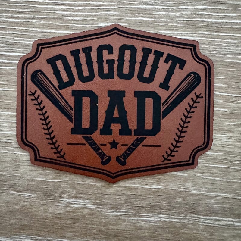 On A Whim Hats Dugout Dad Leather Iron-On Patch