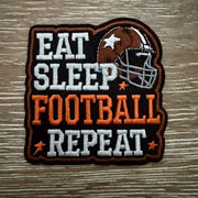On A Whim Hats Eat Sleep Football Repeat Iron-On Patch
