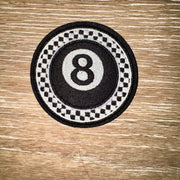 On A Whim Hats Eight Ball Checkered Iron-On Patch - Black