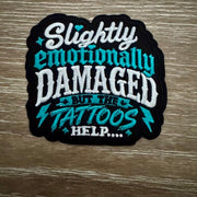 On A Whim Hats Emotionally Damaged Tattoos Iron-On Patch