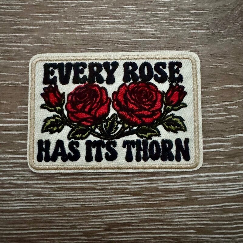 On A Whim Hats Every Rose Has Its Thorn Iron-On Patch