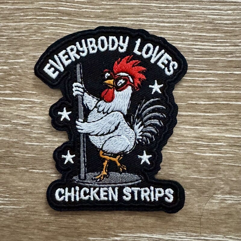 On A Whim Hats Everybody Loves Chicken Strips Iron-On Patch