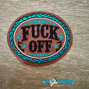 On A Whim Hats F*ck Off Western Iron-On Leather Patch