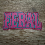 On A Whim Hats Feral Pink Leather Iron-On Patch