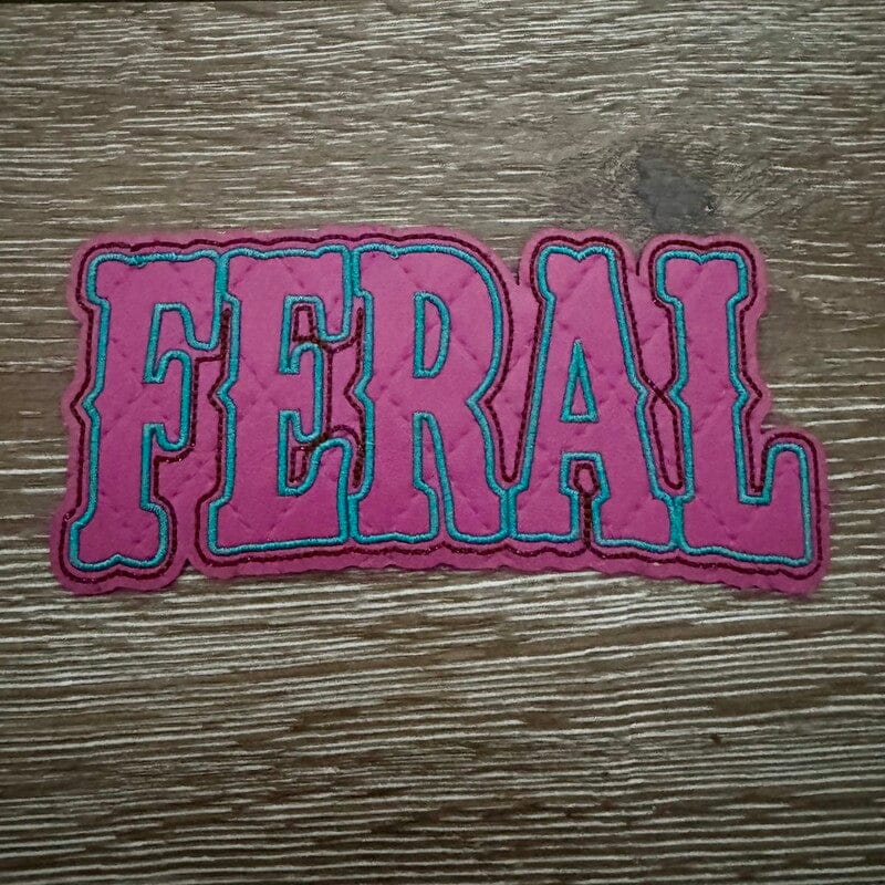 On A Whim Hats Feral Pink Leather Iron-On Patch