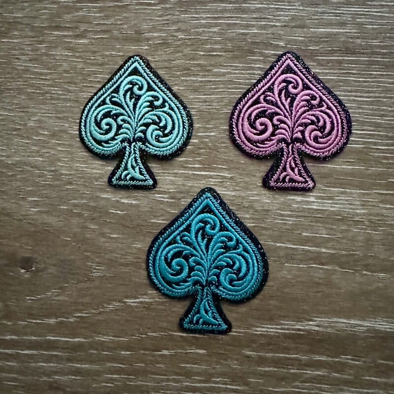 On A Whim Hats Filigree Spade Trio Iron-On Patch