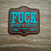 On A Whim Hats Find Out Longhorn Leather Iron-On Patch