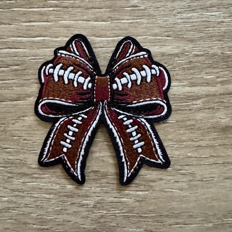 On A Whim Hats Football Bow Iron-On Patch