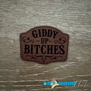 On A Whim Hats Giddy Up Leather Iron-On Patch