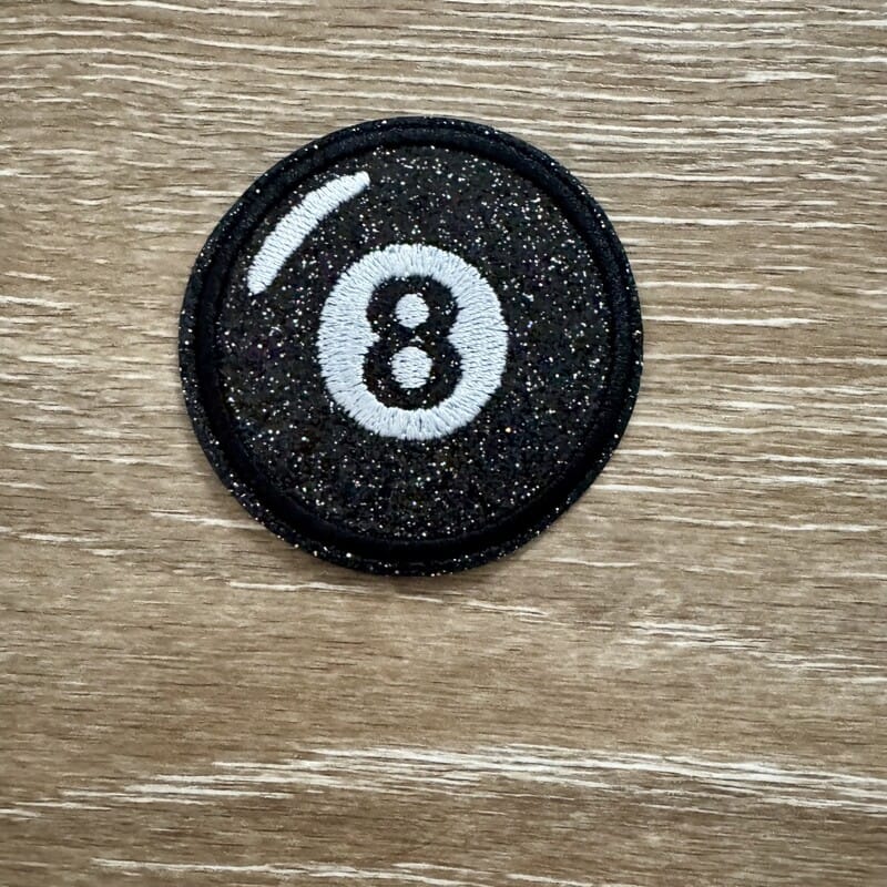 On A Whim Hats Glitter 8 Ball Iron-On Patch