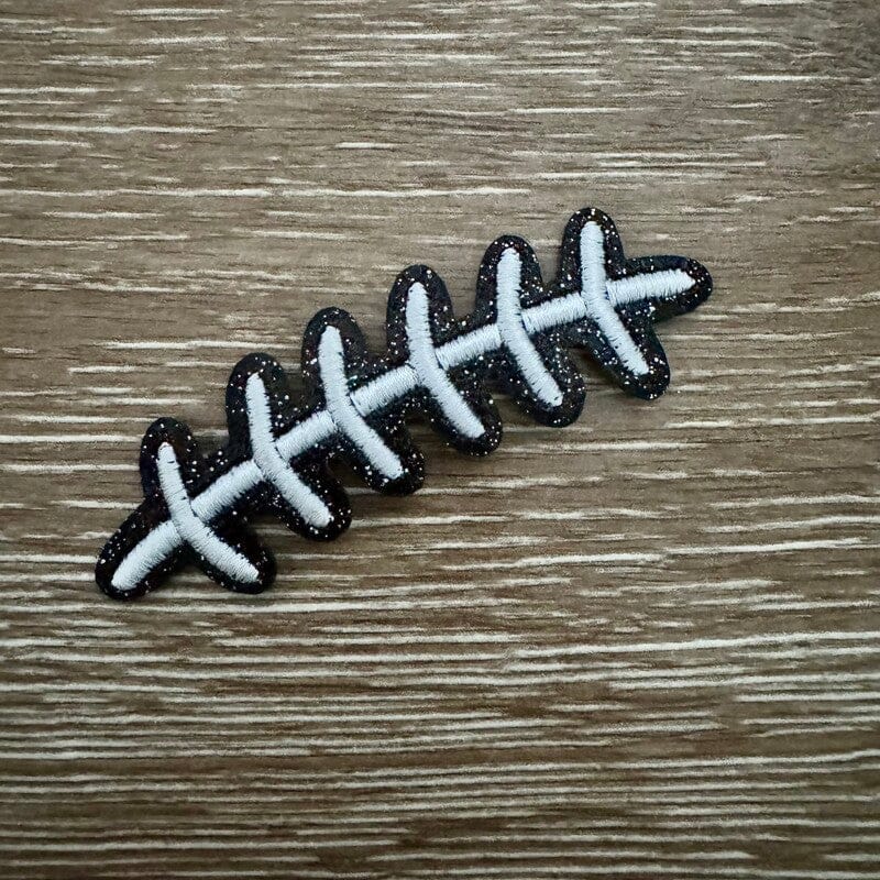 On A Whim Hats Glitter Football Laces Iron-On Patch