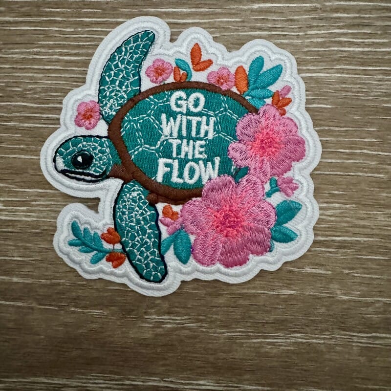 On A Whim Hats Go With The Flow Sea Turtle Iron-On Patch