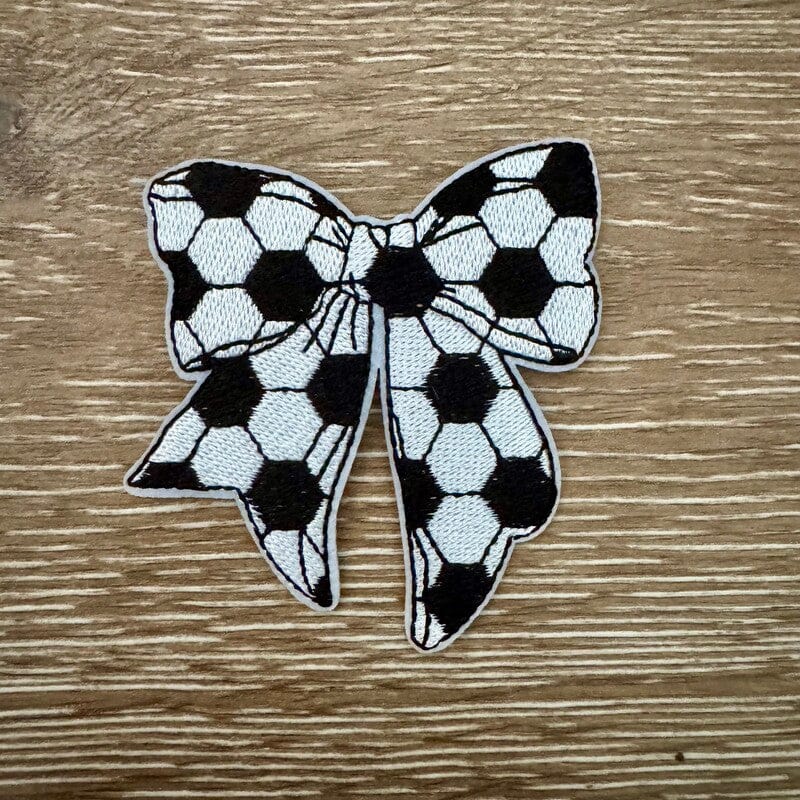 On A Whim Hats Goal Getter Soccer Bow Iron-On Patch