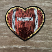 On A Whim Hats Gold Trim Sequin Football Heart Iron-On Patch
