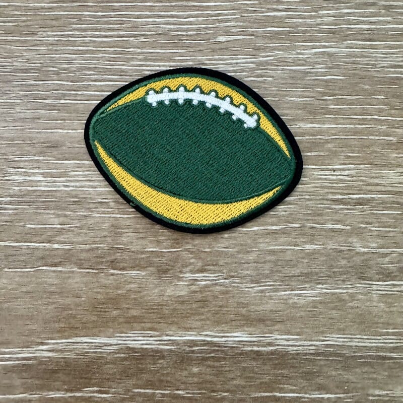 On A Whim Hats Green and Gold Football Iron-On Patch