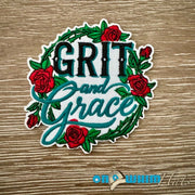 On A Whim Hats Grit and Grace Rose Iron-On Patch