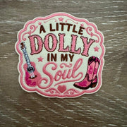 On A Whim Hats Guitar &amp; Boots Script Iron-On Patch